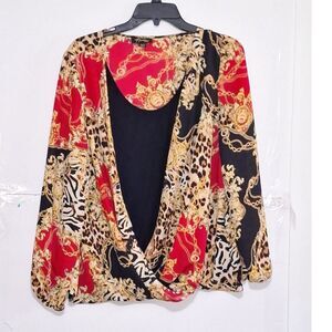 Thalia Sodi Women's Top Bold Animal Print Office Siren Boho